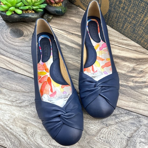 Born Shoes - ❌SOLD❌NIB Born Lilly 9W WIDE Navy Peacoat Blue Leather Comfort Ballet Flatse